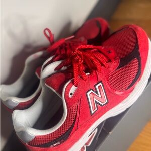 New Balance Red and White Sneakers with Chunky Sole